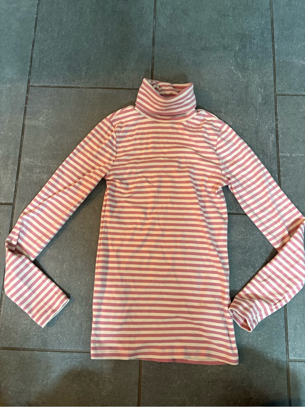 J. Crew Pink and White Striped Turtleneck Top